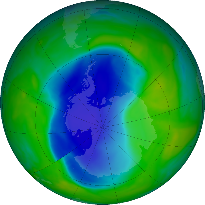 Antarctic ozone map for 06 December 2023